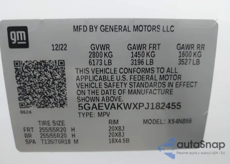 2023 Buick Enclave Essence Awd z USA, uszkodzony, nr VIN 5GAEVAKWXPJ182455